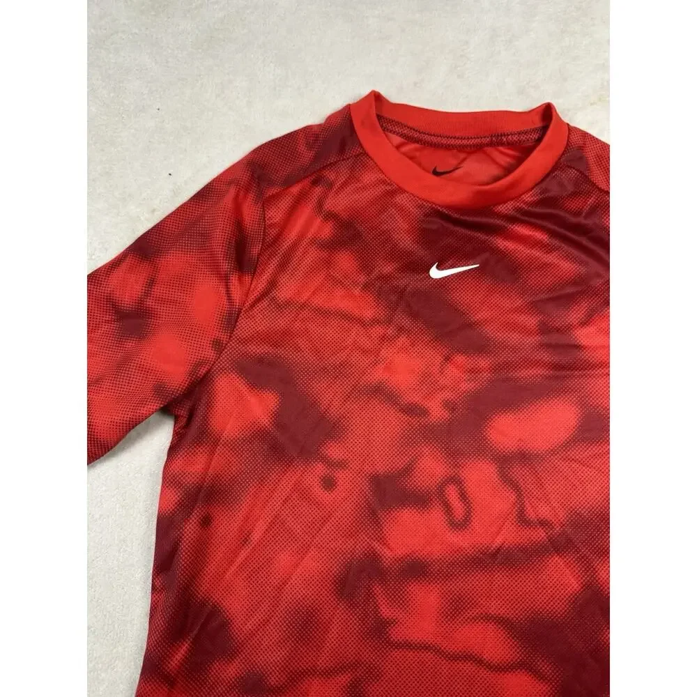 Nike Dri-FIT Boys Large Red Graphic Short Sleeve Athletic Shirt Swoosh